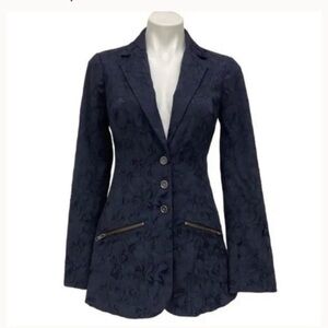 Anthropologie Free People Back Lace Up Blazer Jacket in Navy Blue & Black (2)